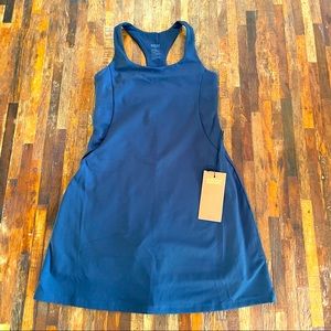 NWT GIRLFRIEND COLLECTIVE Women’s Blue Paloma Racer Back Dress Built in Shorts
